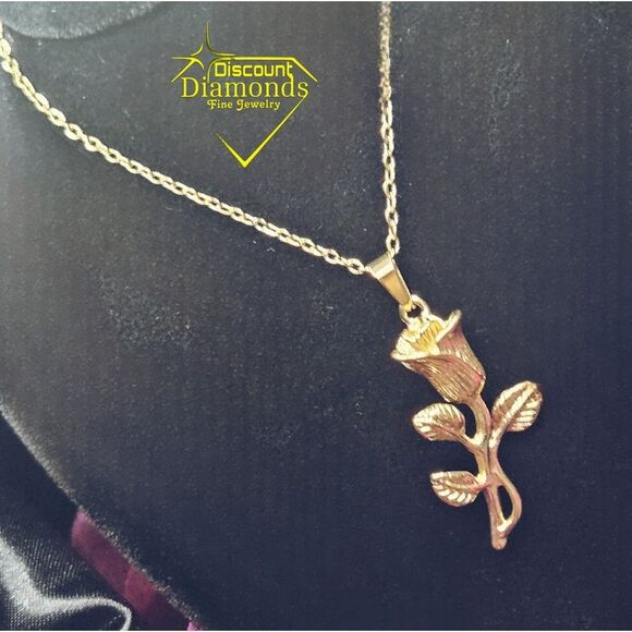 Tulip Blossom Necklace 18K Bright Yellow Gold on Titanium - Picture 2 of 2